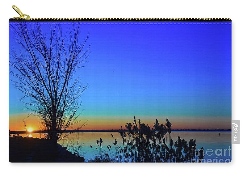Blue Zip Pouch featuring the photograph Sunrise Silhouette by Diana Mary Sharpton
