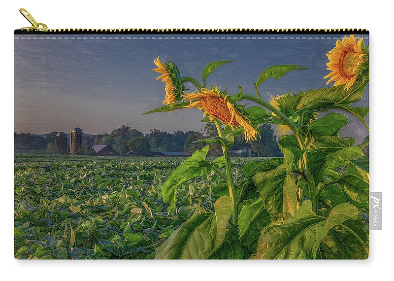 Tennessee Carry-all Pouch featuring the photograph Sunrise With Sunflowers by Marcy Wielfaert