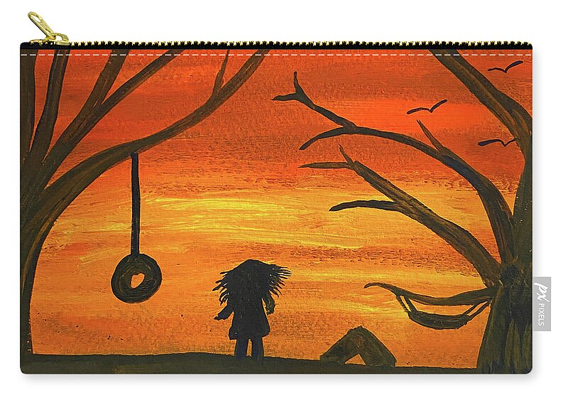 Sunset Zip Pouch featuring the painting Sunset Adventure by Lisa Neuman