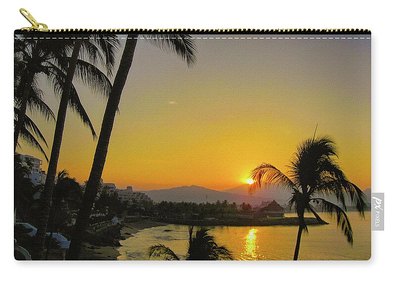 Sunset Zip Pouch featuring the photograph Sunset at Dolphin Cove Inn, Manzanillo, Mexico by Tatiana Travelways
