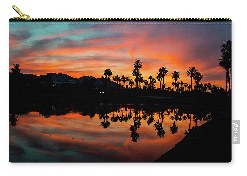 Sunset Zip Pouch featuring the photograph Sunset at Ironwood CC, Palm Desert, California by Bonnie Colgan