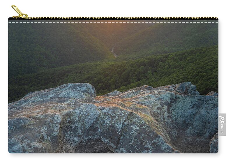 Linville Gorge Zip Pouch featuring the photograph Sunset At Linville Gorge Hawksbill Mountain North Carolina by Jordan Hill