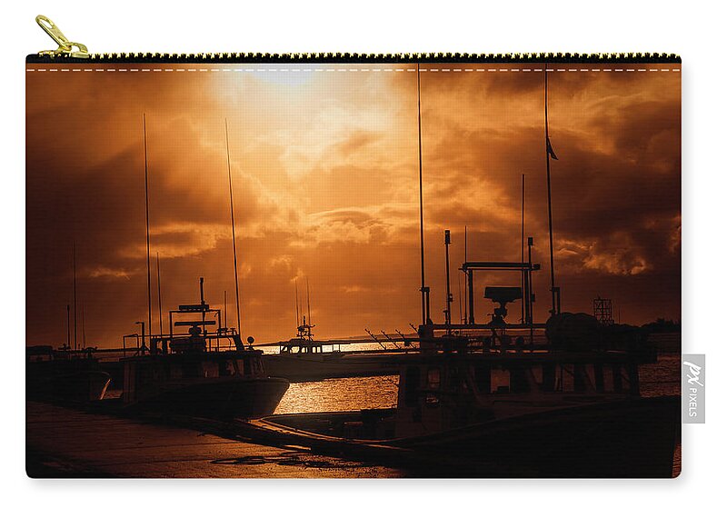 Sunset Zip Pouch featuring the photograph Sunset at the Dock by Deborah Penland
