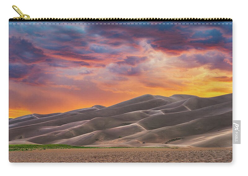Great Sand Dunes National Park Zip Pouch featuring the photograph Sunset At the Dunes by Darren White