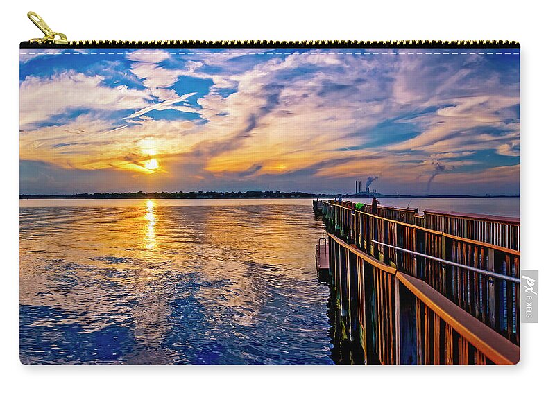 2d Zip Pouch featuring the photograph Sunset At The Pier Pano by Brian Wallace