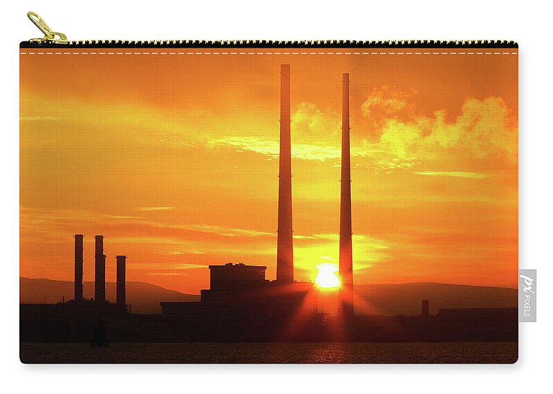 Dublin Zip Pouch featuring the photograph Sunset at the Poolbeg Chimneys, Dublin by John Soffe