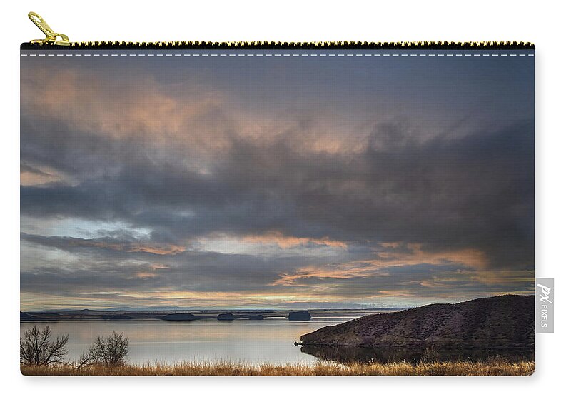 Water Carry-all Pouch featuring the photograph Sunset at the Reservoir by Laura Putman
