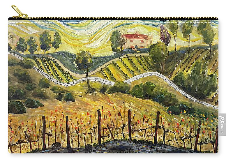 Sunset Carry-all Pouch featuring the painting Sunset at the Villa by Roxy Rich
