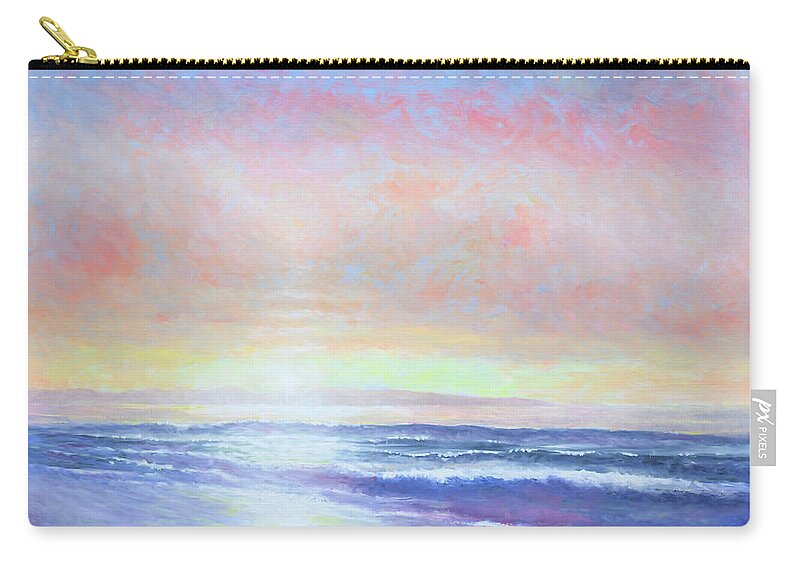 Seascape Zip Pouch featuring the painting Sunset Beach by Douglas Castleman