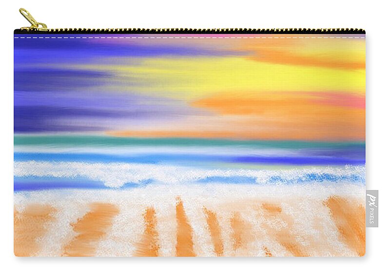 Beach Carry-all Pouch featuring the digital art Sunset beach by Elaine Rose Hayward