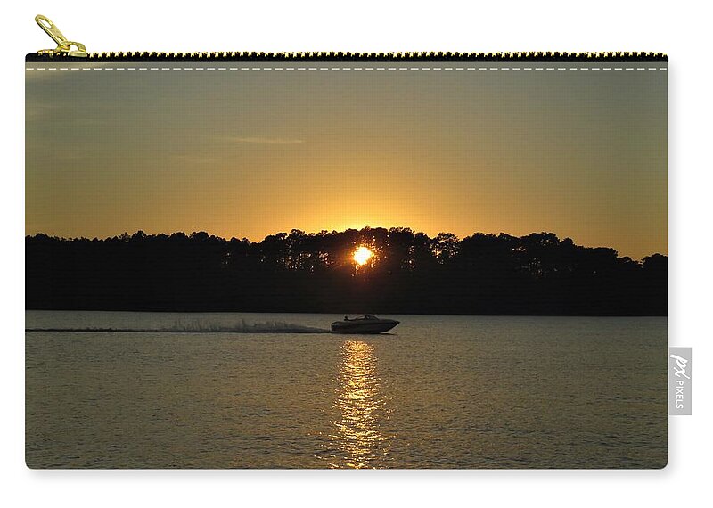 Sunset Zip Pouch featuring the photograph Sunset Boat Kiss by Ed Williams