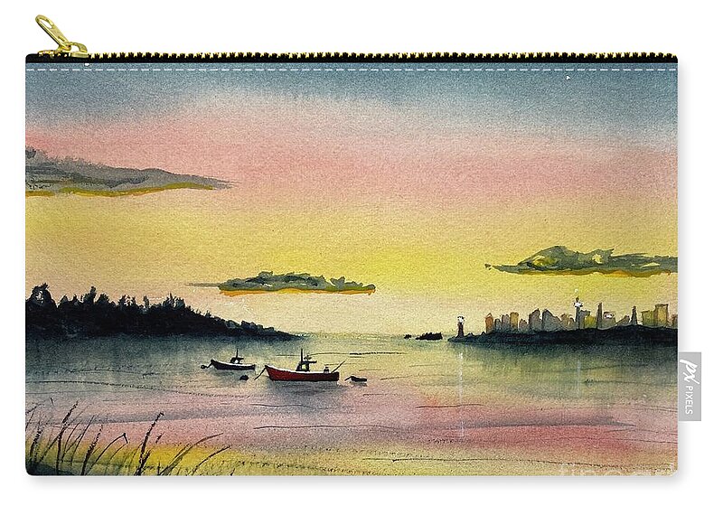 Cove Zip Pouch featuring the painting Sunset Cove by Joseph Burger