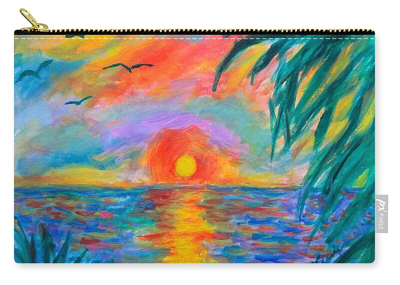 Sunset Zip Pouch featuring the painting Sunset Flight by Kendall Kessler