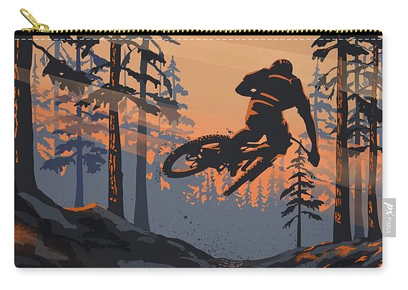 Cycling Art Carry-all Pouch featuring the painting Dirt Jumper by Sassan Filsoof