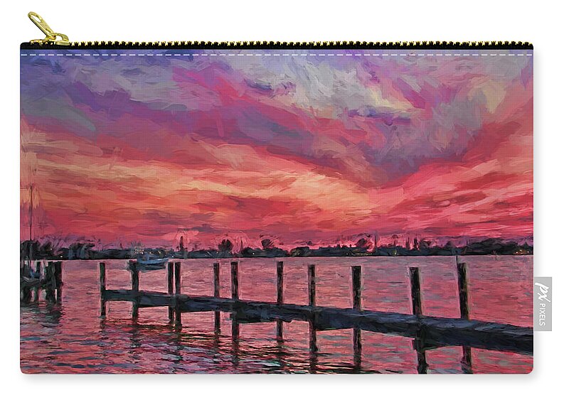 Cortez Fishing Village Zip Pouch featuring the photograph Sunset Impressionism by HH Photography of Florida