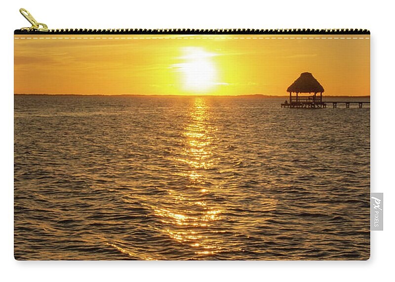Ambergris Zip Pouch featuring the photograph Sunset in Belize by Cindy Robinson