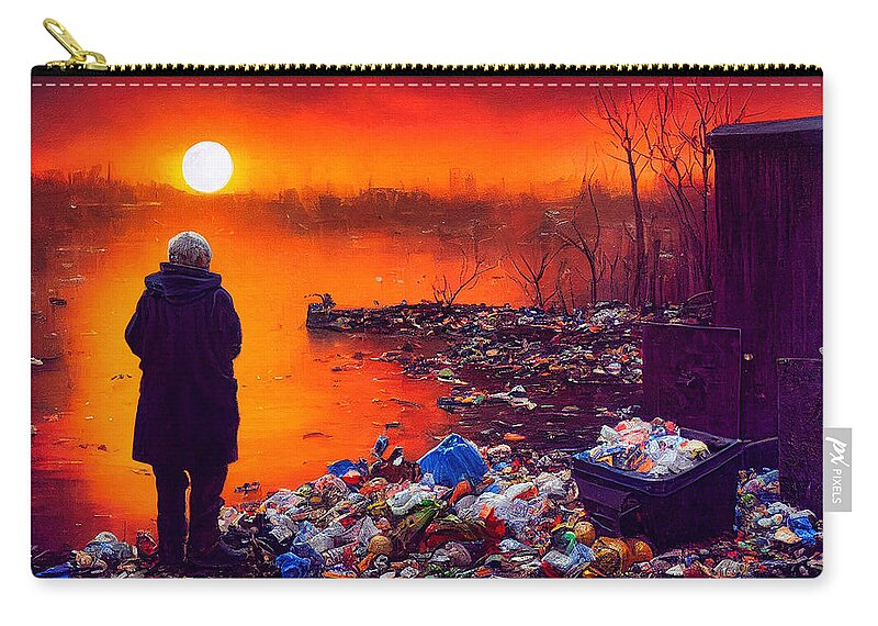 Figurative Zip Pouch featuring the digital art Sunset In Garbage Land 42 by Craig Boehman
