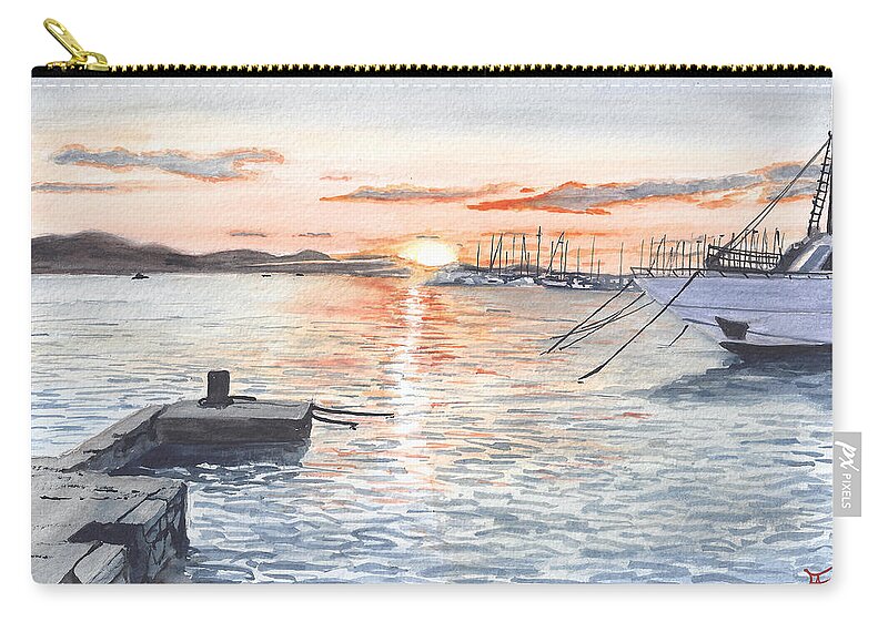  Zip Pouch featuring the painting Sunset in Zadar I Croatia by Francisco Gutierrez