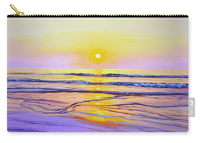 Sea Zip Pouch featuring the painting Sunset Magic 2. by Iryna Kastsova