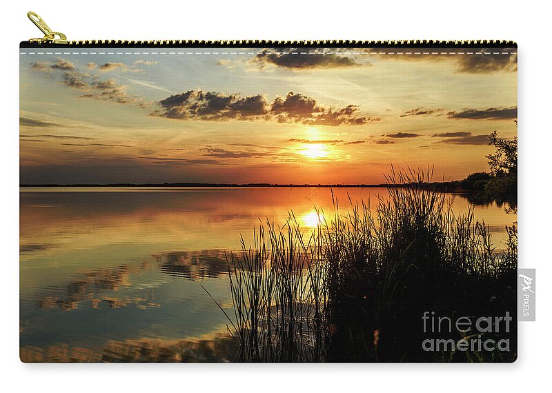 Sunset Zip Pouch featuring the photograph Sunset on lake by Jelena Jovanovic