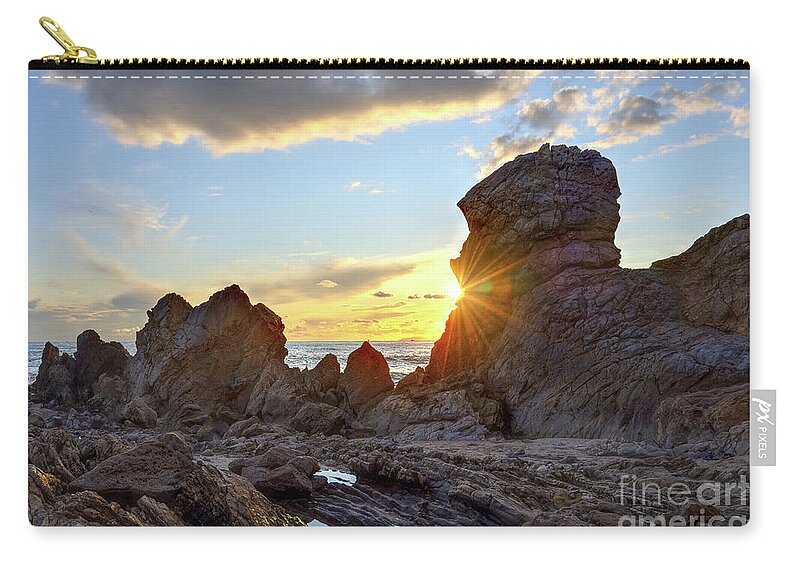  Zip Pouch featuring the photograph Sunset On The Rocks by Eddie Yerkish
