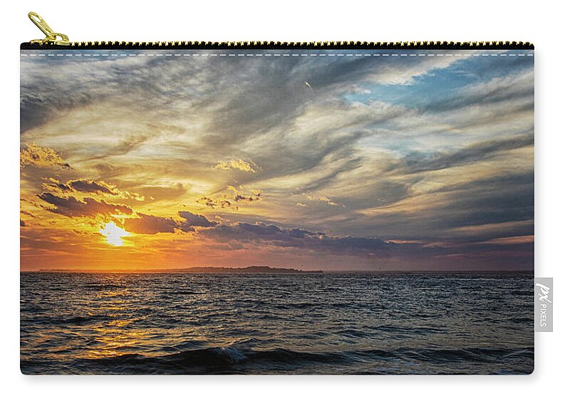 Sunset Zip Pouch featuring the photograph Sunset Over Bogue Inlet by Bob Decker