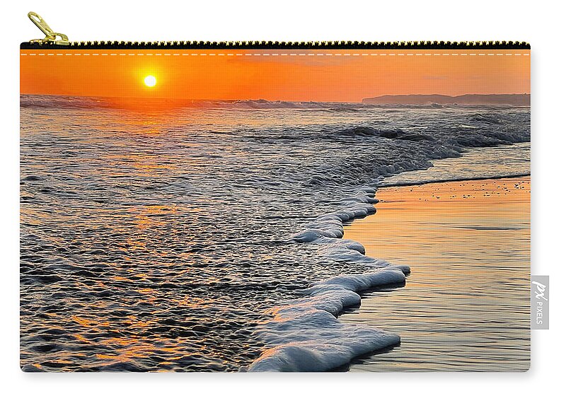 Sunset Zip Pouch featuring the photograph Sunset Over the Surf by Brian Eberly