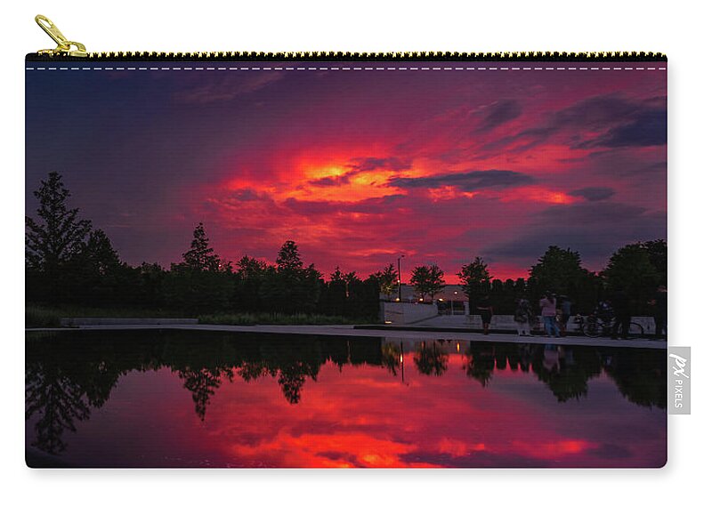 Pool Zip Pouch featuring the photograph Sunset Red Reflection by Dee Potter