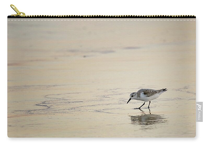 Sandpiper Carry-all Pouch featuring the photograph Sunset Sandpiper by Brad Barton