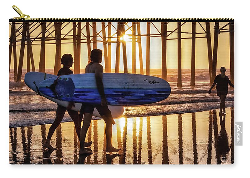 Beach Carry-all Pouch featuring the photograph Sunset Silhouette at Oceanside Pier by David Levin