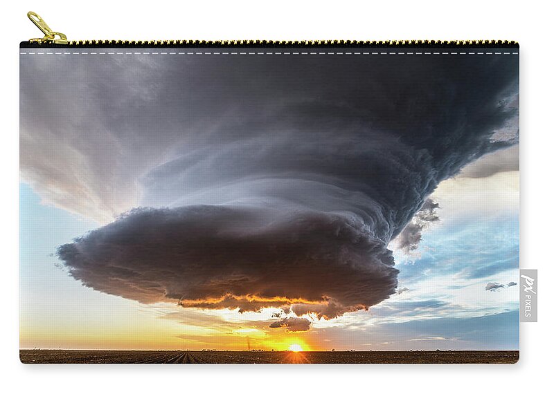 Supercell Zip Pouch featuring the photograph Sunset Spaceship by Marcus Hustedde