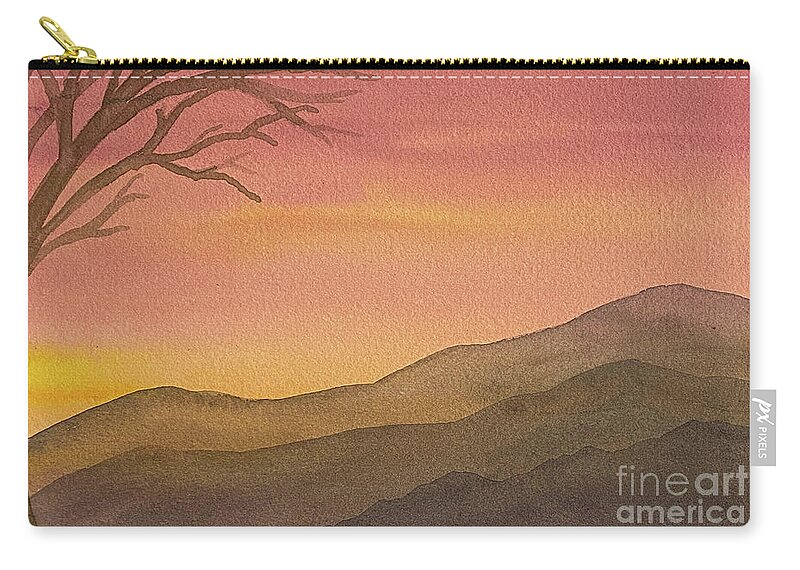 Sunset Carry-all Pouch featuring the painting Sunset Tree by Lisa Neuman