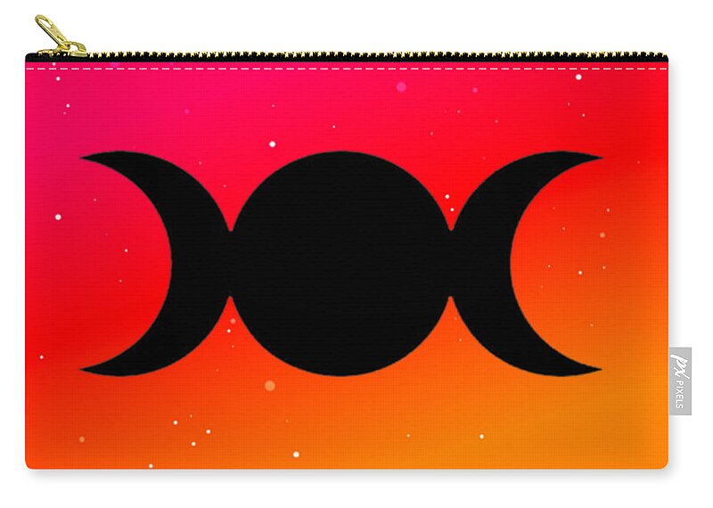 Digital Zip Pouch featuring the digital art Sunset Triple Moon Goddess Symbol on Warm Ombre by Vicki Noble