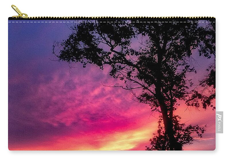 Sunset  Zip Pouch featuring the photograph Sunset with a tree by Kelsea Peet