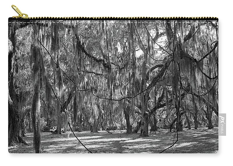 Georgia Zip Pouch featuring the photograph Sunshine and Spanish Moss, St. Simons by John Simmons