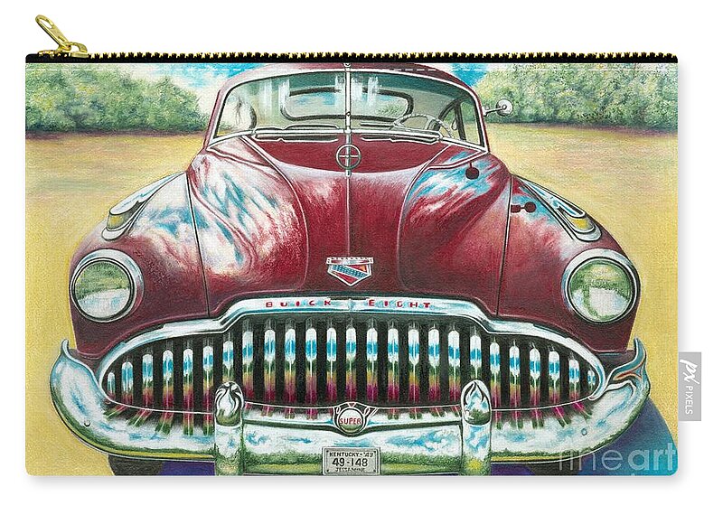 Buick Zip Pouch featuring the drawing Super Duper by David Neace