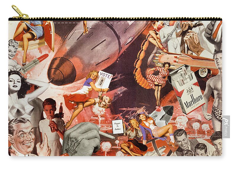 Collage Zip Pouch featuring the mixed media Supersizing the Superpower by Sally Edelstein