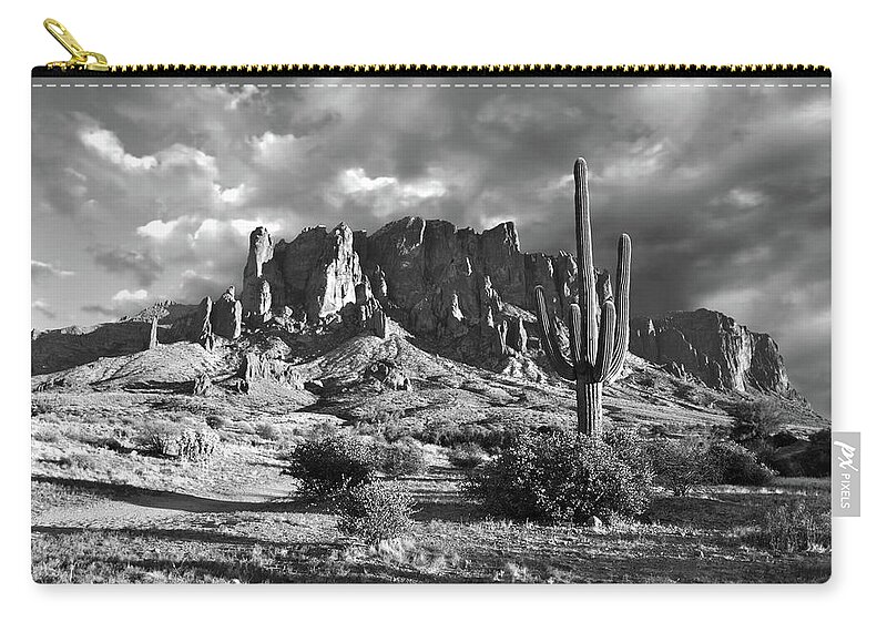Superstition Mountains Zip Pouch featuring the photograph Superstition's Sentry by American Landscapes