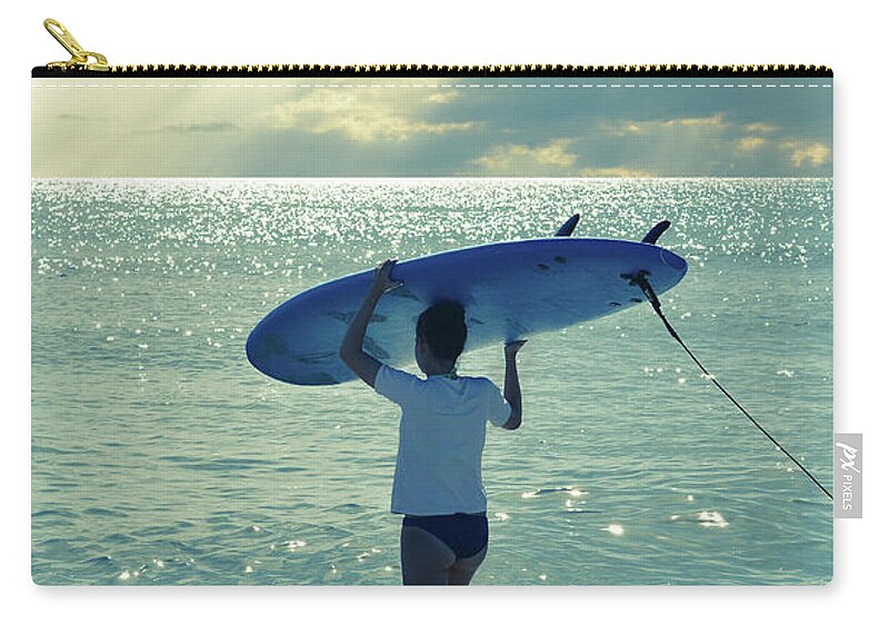 Surfer Zip Pouch featuring the photograph Surfer Girl by Laura Fasulo