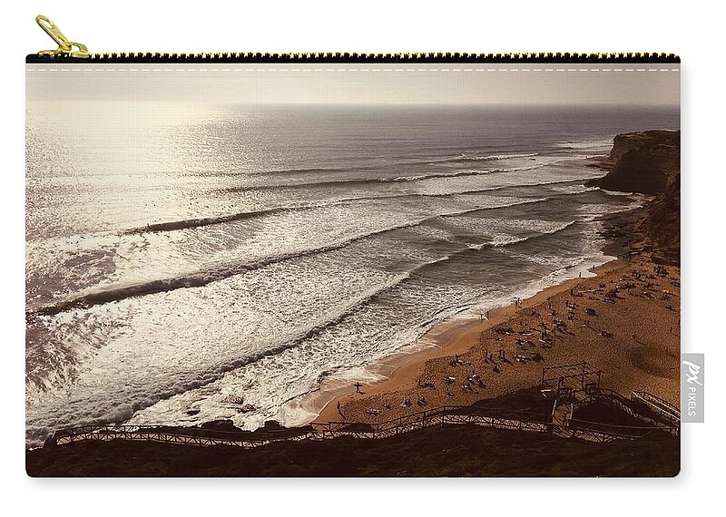 Surfer Zip Pouch featuring the photograph Praia da Ribeira d Ilhas by Christine Rivers