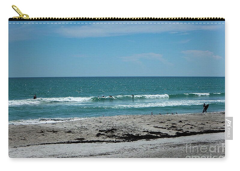 Florida Zip Pouch featuring the photograph Surfs Up at Cocoa Beach by Judy Hall-Folde