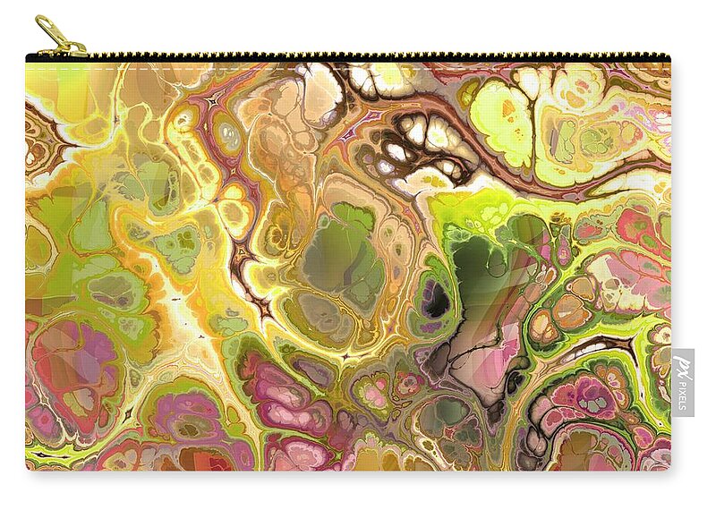 Colorful Carry-all Pouch featuring the digital art Suroto - Funky Artistic Colorful Abstract Marble Fluid Digital Art by Sambel Pedes