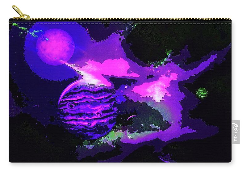  Zip Pouch featuring the digital art Surreal Planets and Clouds in Space by Don White Artdreamer