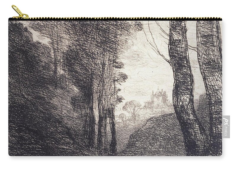 19th Century Painters Zip Pouch featuring the relief Surroundings of Rome by Jean-Baptiste-Camille Corot