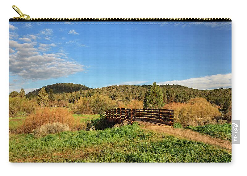 Trail Zip Pouch featuring the photograph Susanville Ranch Park Bridge by James Eddy