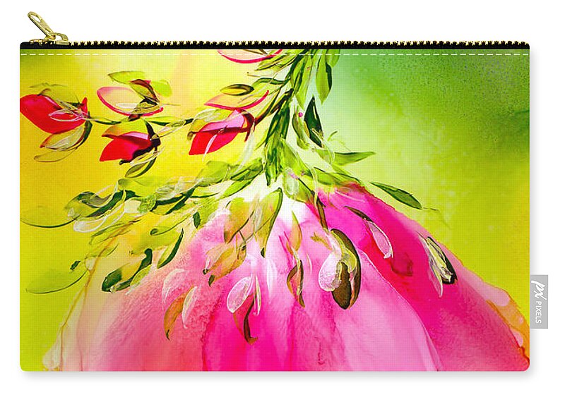 Flower Zip Pouch featuring the painting Suspended Bloom No.2 by Kimberly Deene Langlois