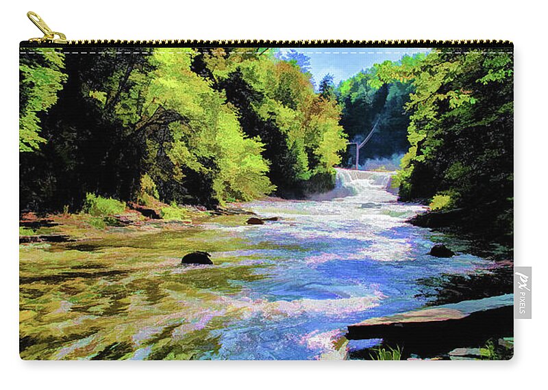 Impressionist Carry-all Pouch featuring the photograph Suspension Bridge at Cornell by Monroe Payne