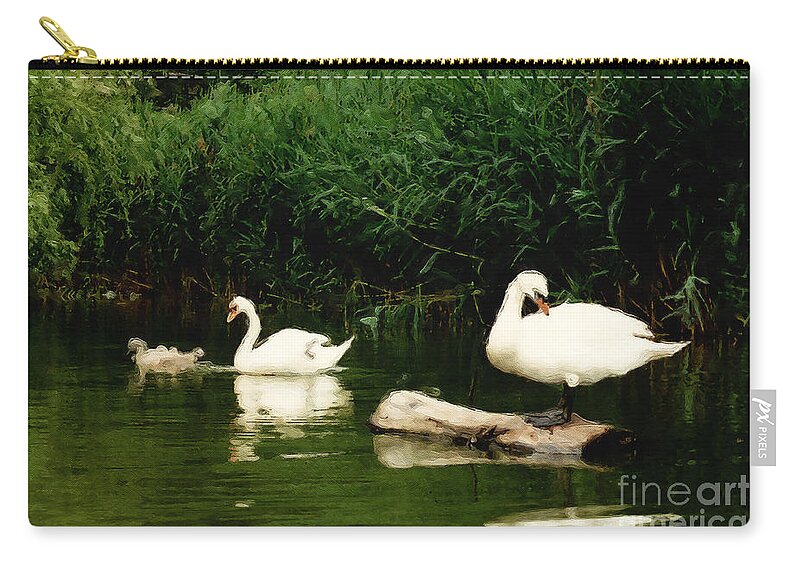 Swans Zip Pouch featuring the photograph Swans of Central Park by Brian Watt