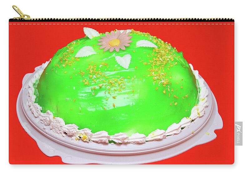 Dessert Zip Pouch featuring the photograph Sweet Cake With Green Jelly by Mikhail Kokhanchikov