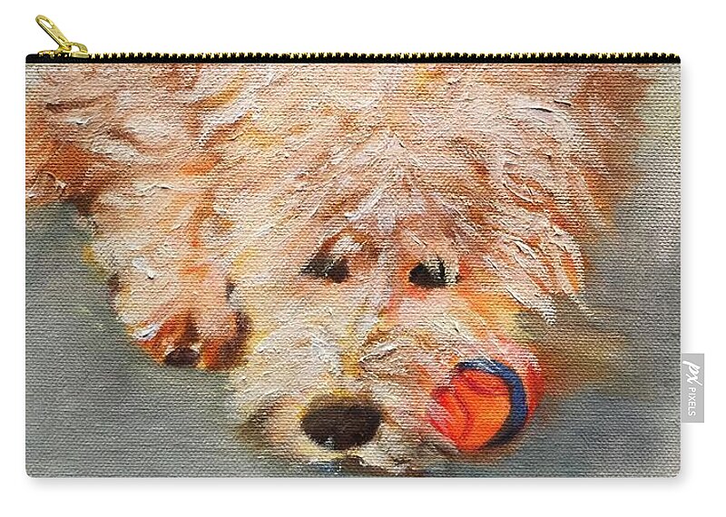 Ball Zip Pouch featuring the painting Sweet Lily and her Ball by Juliette Becker